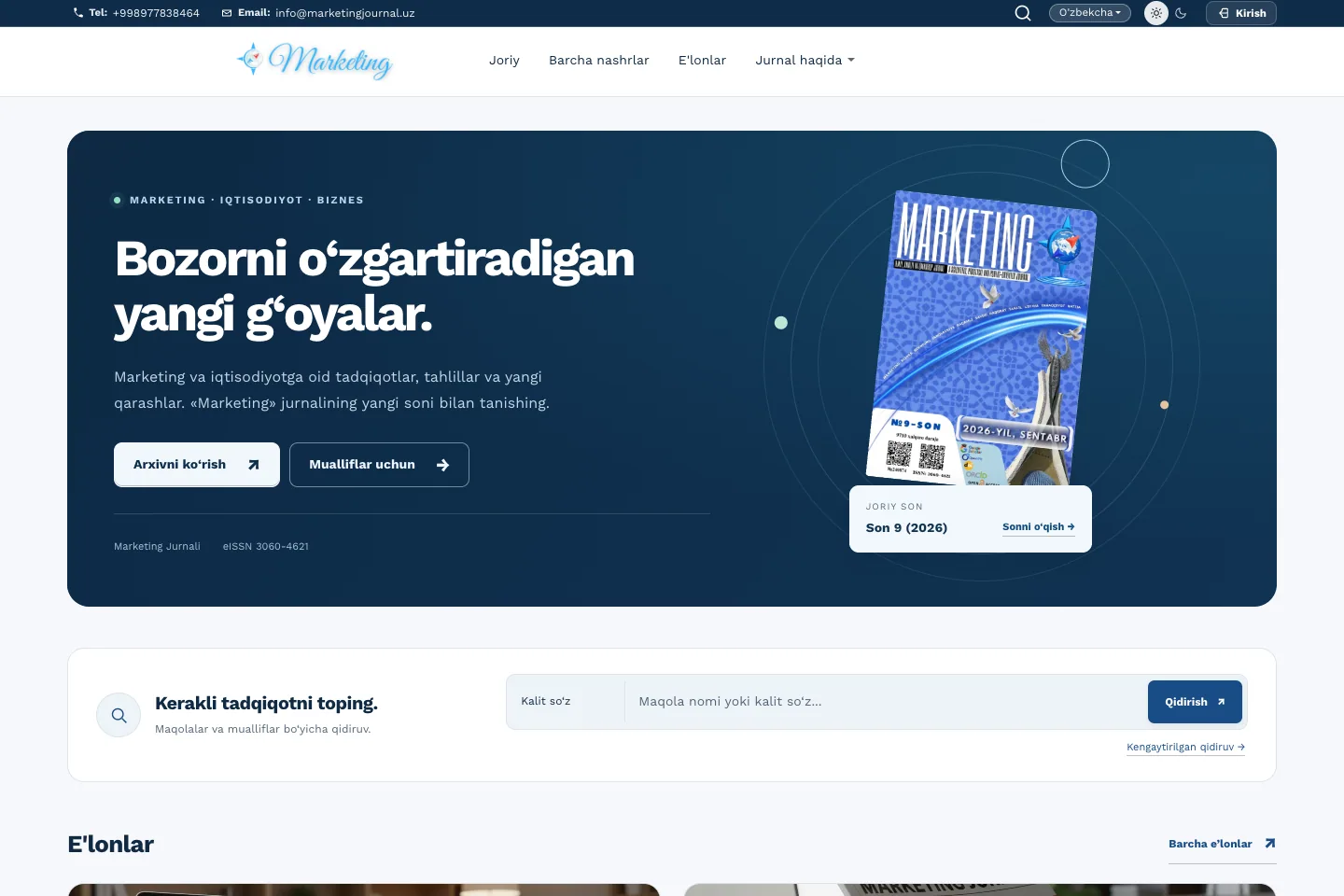 Marketing jurnali — haqiqiy interfeys