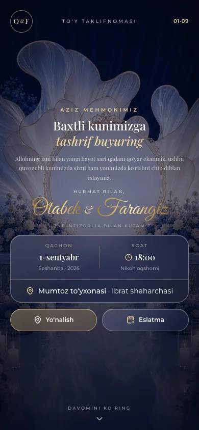 Otabek & Farangiz — mobil ko‘rinishi